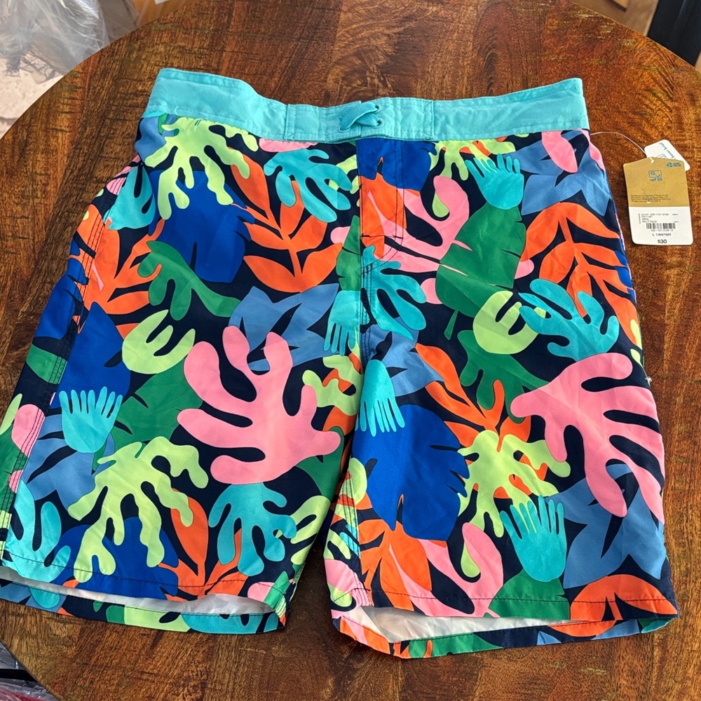 NWT thereabouts Colorful Leaf Print Swim Shorts
